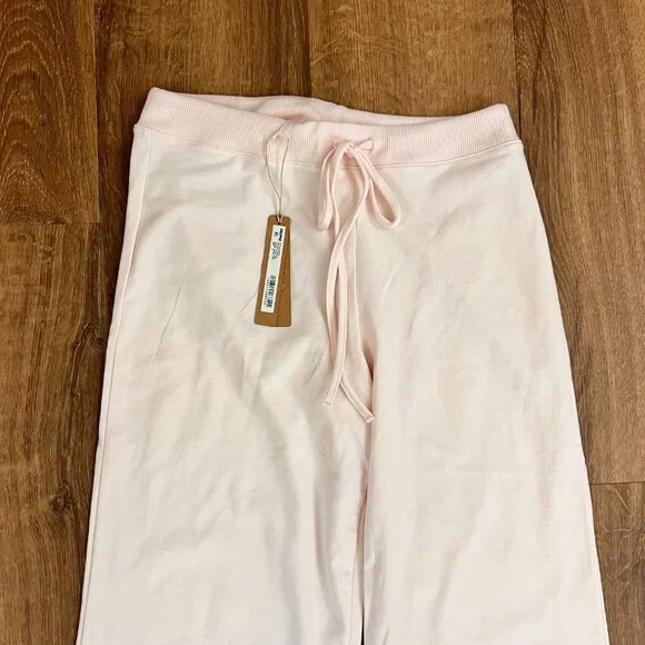 NEW Cotton Jersey Straight Leg Wide Leg Pants Light Pink Sz S - Picture 3 of 10